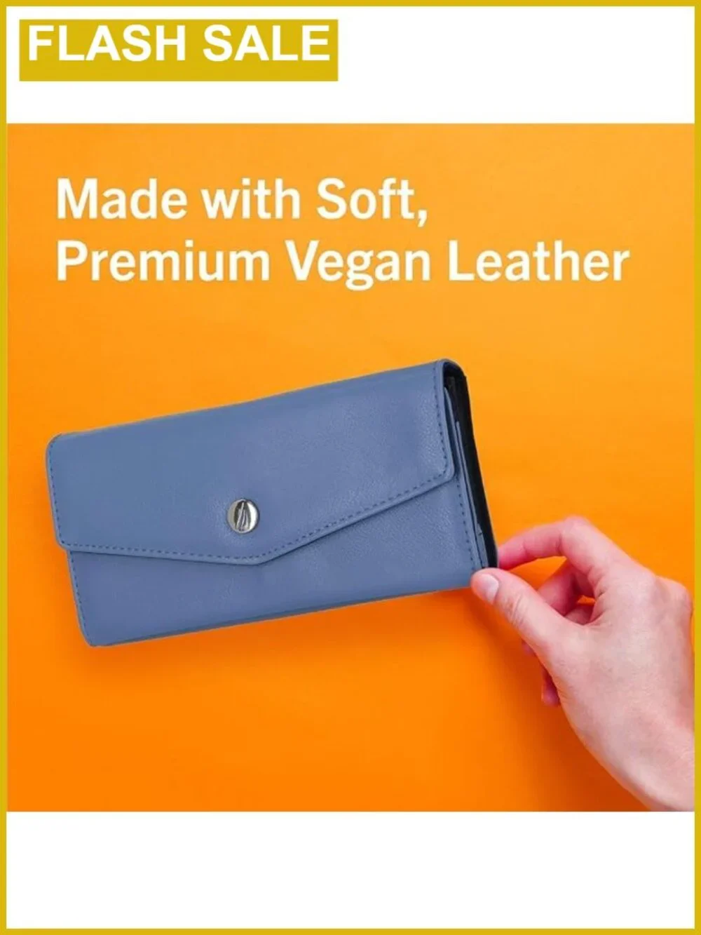 Vegan Leather RFID Blocking Wallet, Bifold Clutch with 14 Card Slots and Coin